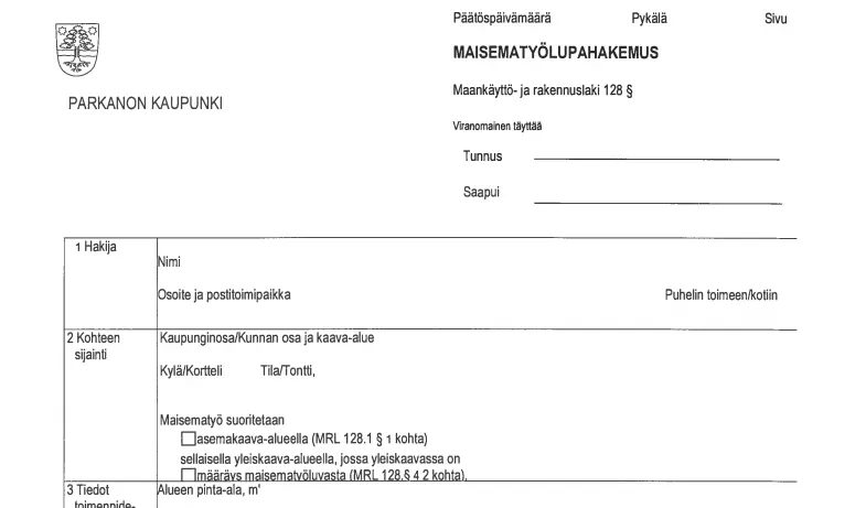 Parkanon kaupungin sivuilla on seitsemisenkymmentä paperille tulostettavaa lomaketta. Pelkästään rakennusvalvonnan puolellakin niitä on toistakymmentä. Keskustan valtuustoaloitteessa toivotaan, että lomakkaiden käyttö onnistuisi myös sähköisesti.
