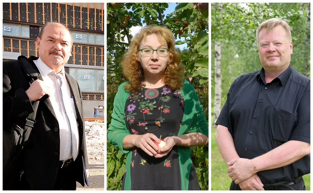 Parkanon kaupunginjohtaja Jari Heiniluoma (vas.), Karvian kunnanjohtaja Tarja Hosiasluoma ja Kihniön kunnanjohtaja Petri Liukku luotsaavat pitäjiään kohti uutta aikaa.